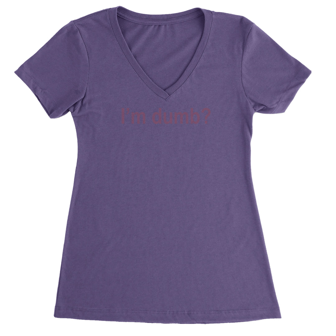 I'm Dumb Faithful Ladies V-Neck T-shirt Purple