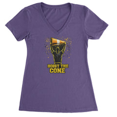 Hoist The Cone Pittsburgh Pride Ladies V-Neck T-shirt Purple