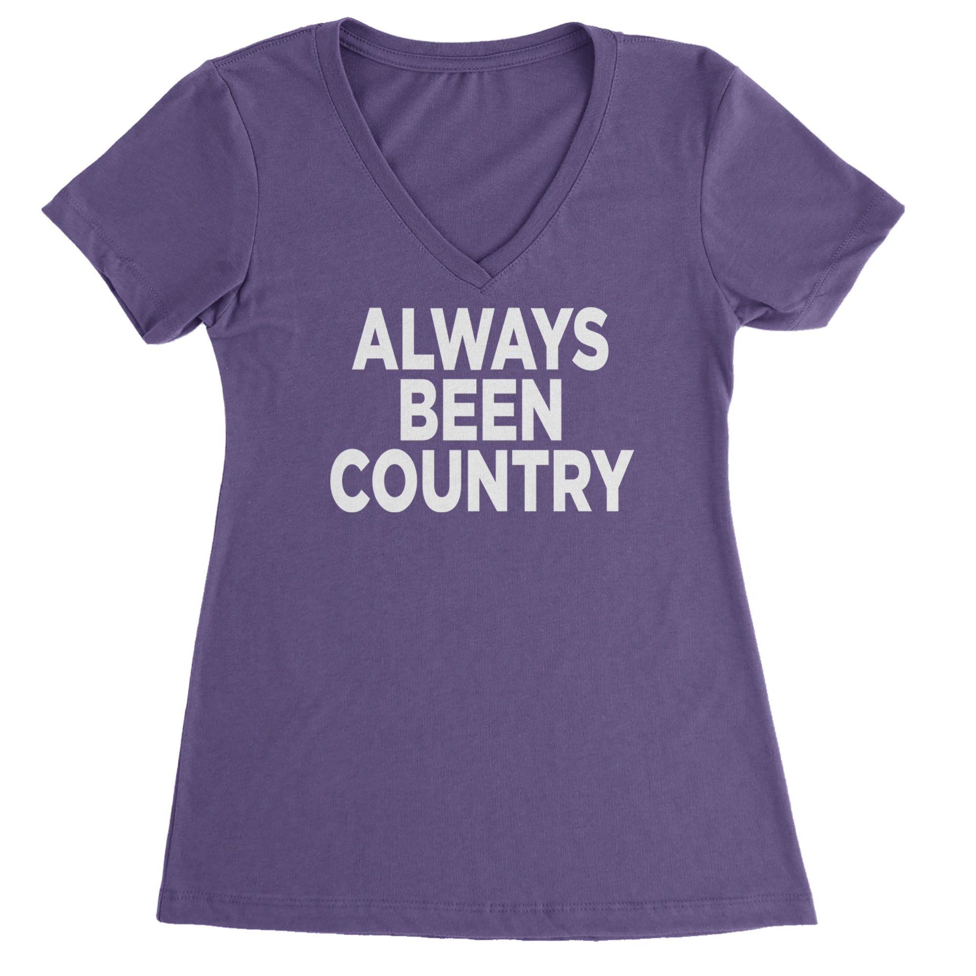 Always Been Country Music Ladies V-Neck T-shirt Purple