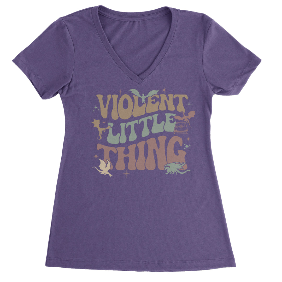 Violent Little Thing Dragon Ladies V-Neck T-shirt Purple