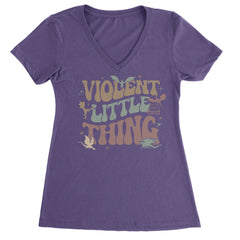 Violent Little Thing Dragon Ladies V-Neck T-shirt Purple