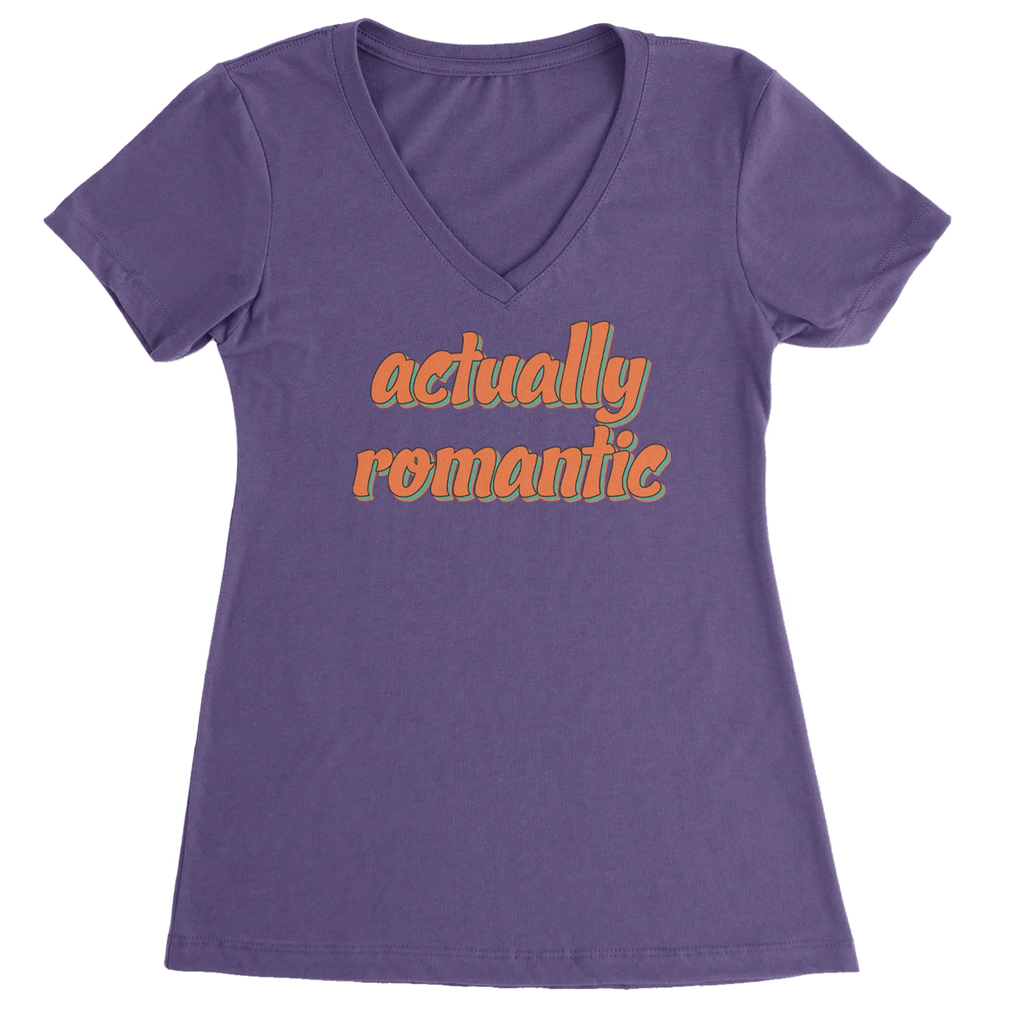 Actually Romantic Ladies V-Neck T-shirt Purple