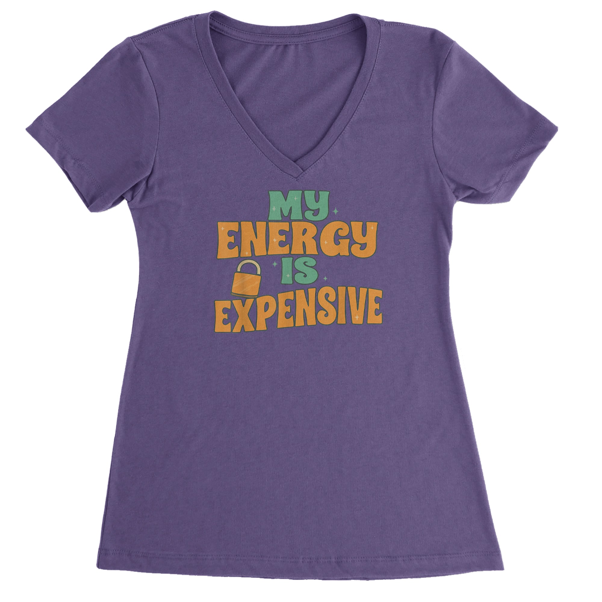 My Energy Is Expensive Self-Care Ladies V-Neck T-shirt Purple