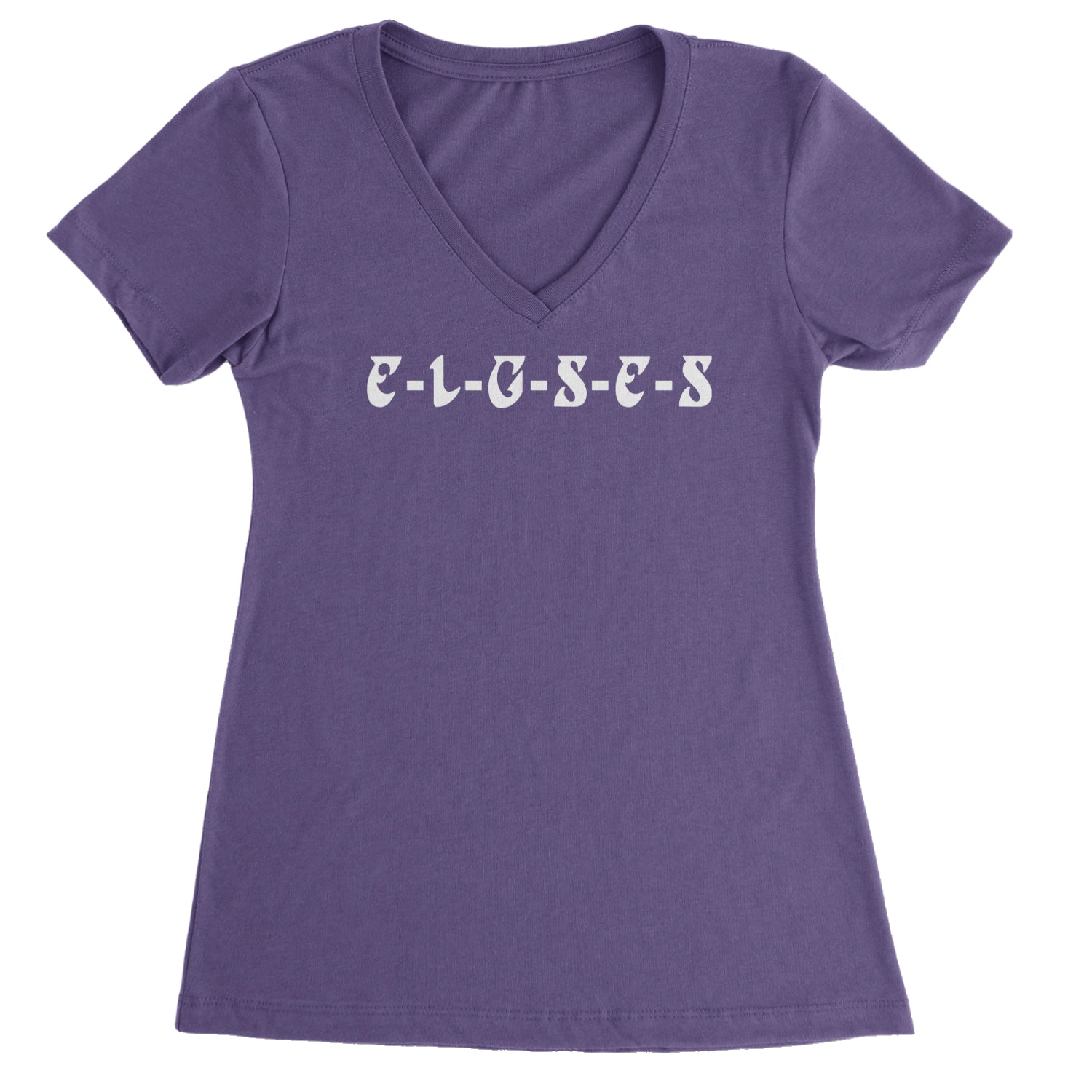 E-L-G-S-E-S Eagles Chant Ladies V-Neck T-shirt Purple