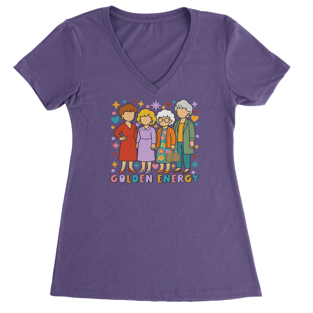 Golden Forever Golden Girls Ladies V-Neck T-shirt Purple