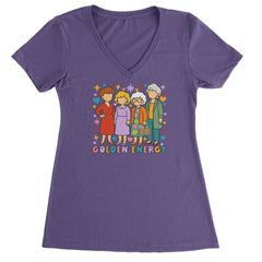 Golden Forever Golden Girls Ladies V-Neck T-shirt Purple