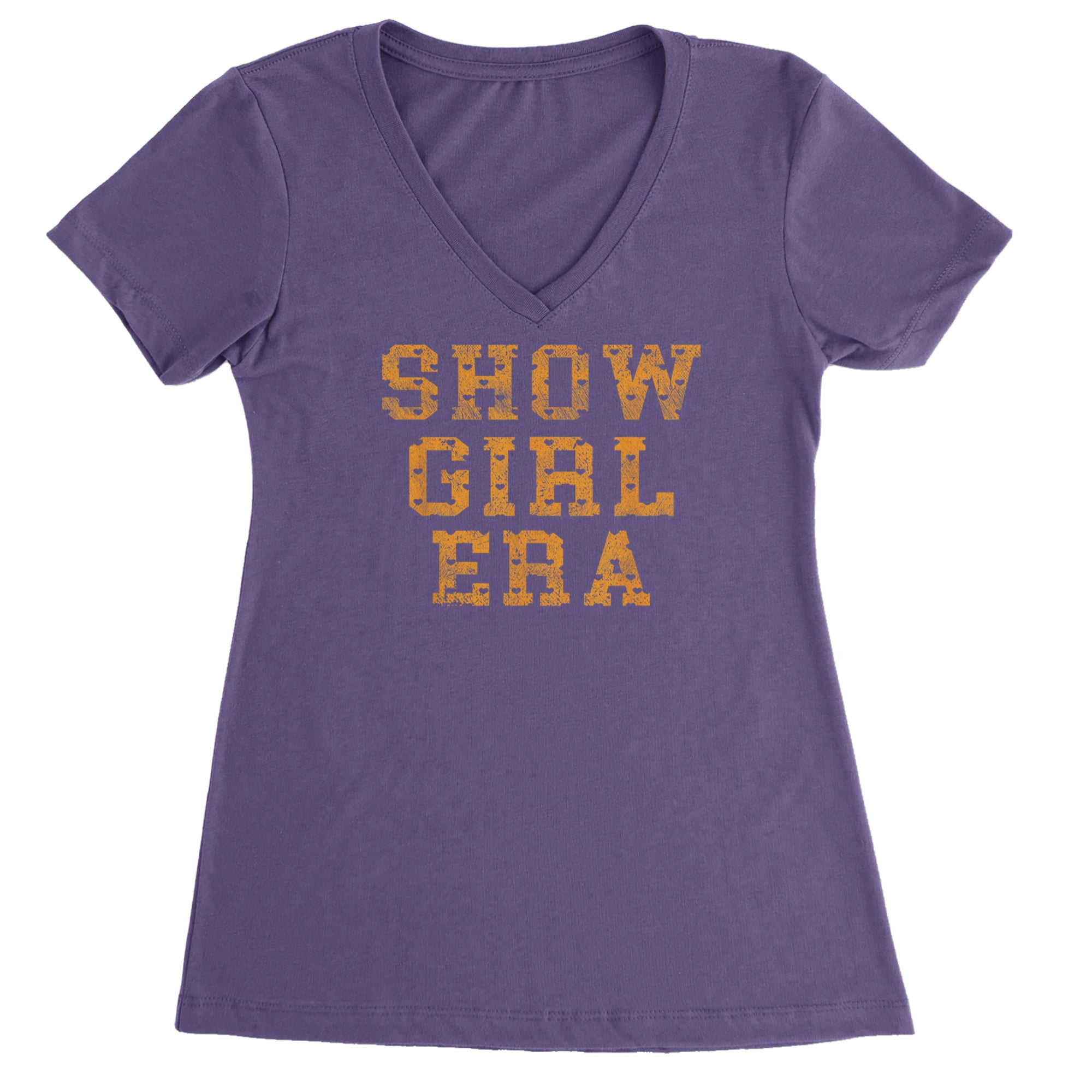 Vintage Showgirl Era Heart Ladies V-Neck T-shirt Purple