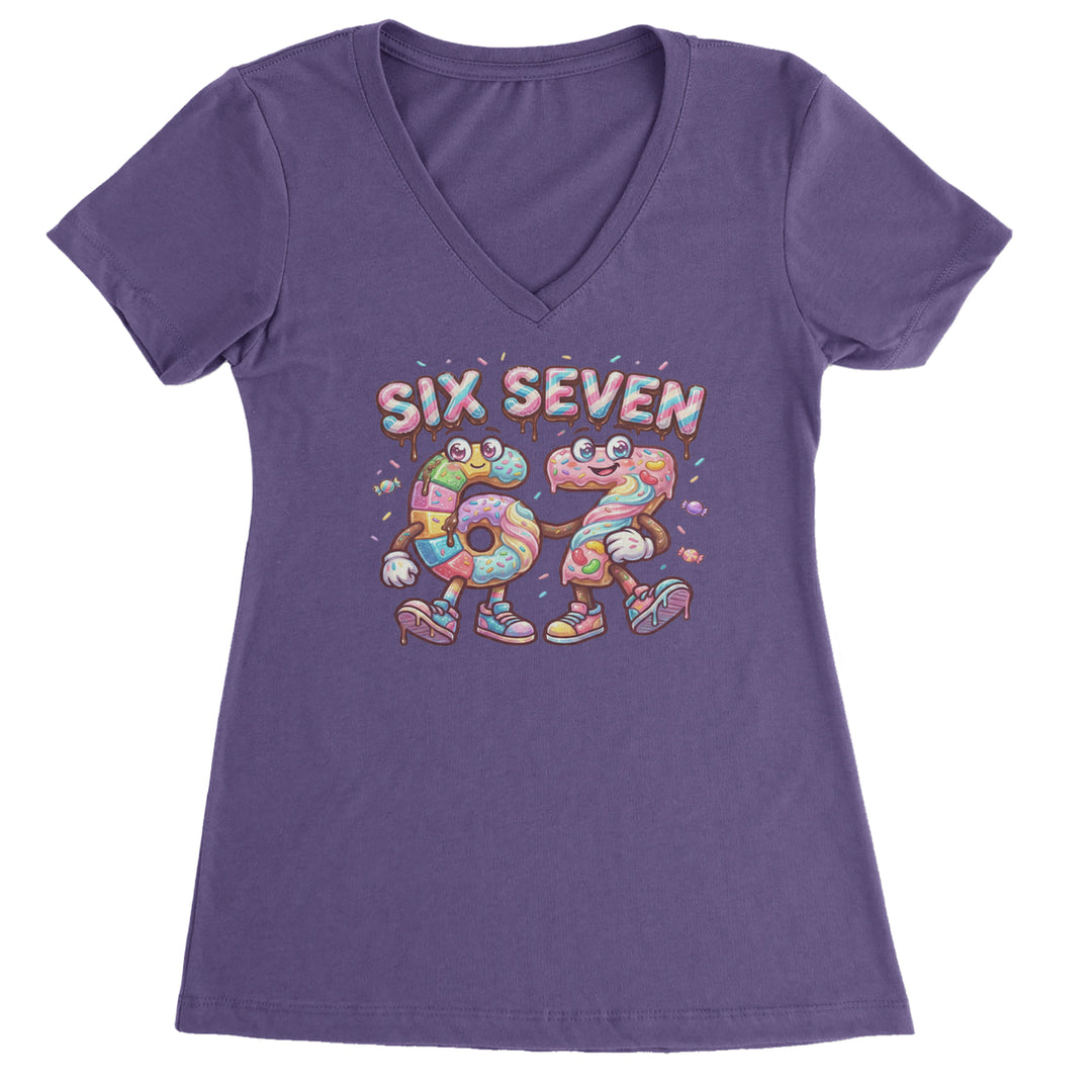 67 Candy Swirl Meme Ladies V-Neck T-shirt Purple