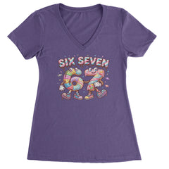 67 Candy Swirl Meme Ladies V-Neck T-shirt Purple