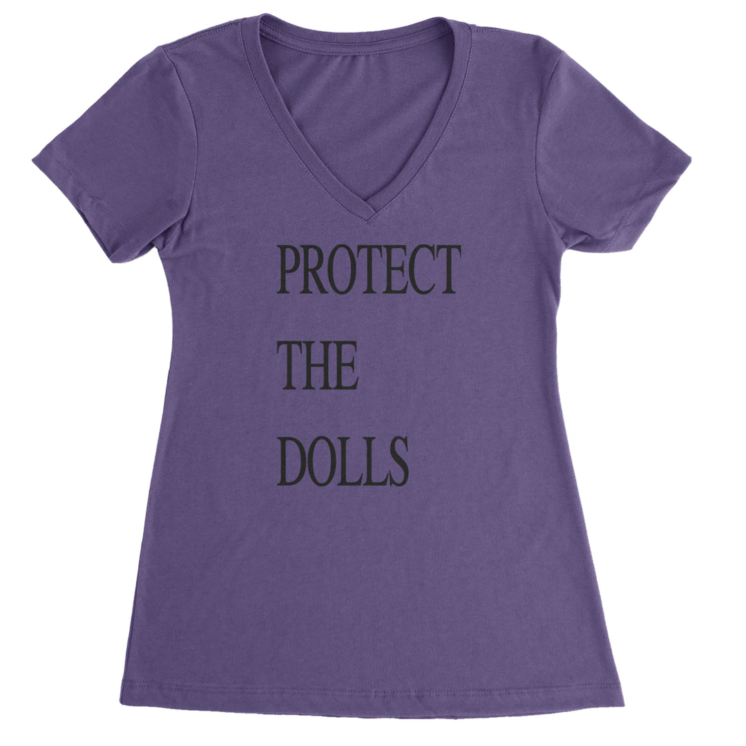 Protect The Dolls Equal Rights Ladies V-Neck T-shirt Purple