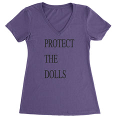 Protect The Dolls Equal Rights Ladies V-Neck T-shirt Purple