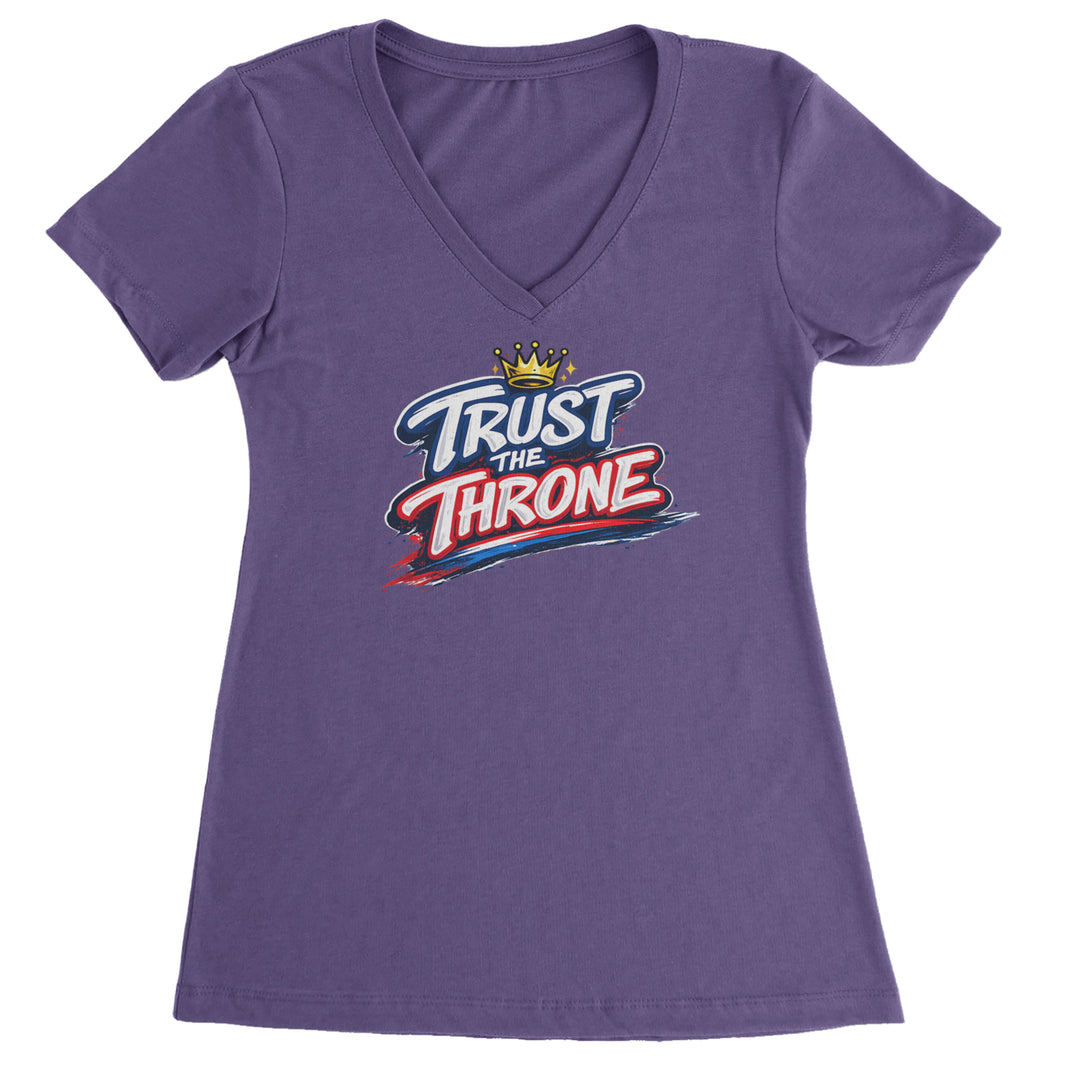 Trust The Throne Crown Philly Hoops Ladies V-Neck T-shirt Purple