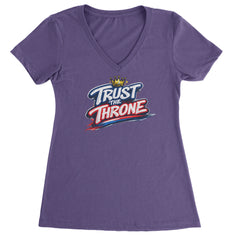 Trust The Throne Crown Philly Hoops Ladies V-Neck T-shirt Purple