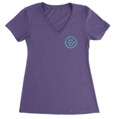 TLC To Love a Canine Dog Rescue Teal Ladies V-Neck T-shirt Purple