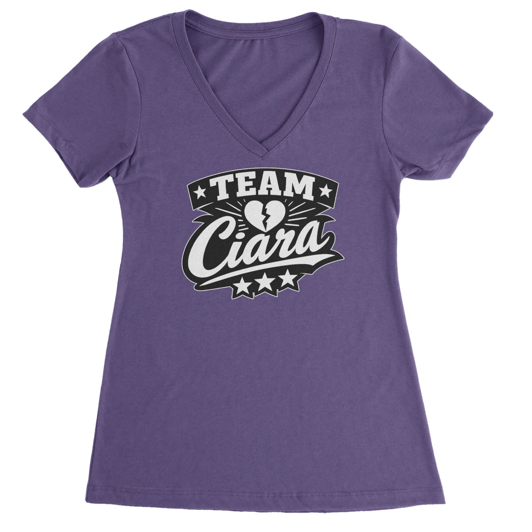 Team Ciara Scamanda Broken Heart Ladies V-Neck T-shirt Purple