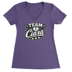 Team Ciara Scamanda Broken Heart Ladies V-Neck T-shirt Purple