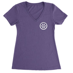 TLC To Love a Canine Dog Rescue White Ladies V-Neck T-shirt Purple