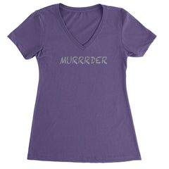 Murrrder Glitter Traitor Ladies V-Neck T-shirt Purple