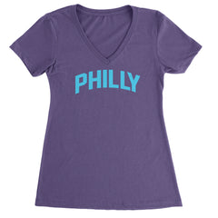 Philly Philadelphia Pride Ladies V-Neck T-shirt Purple