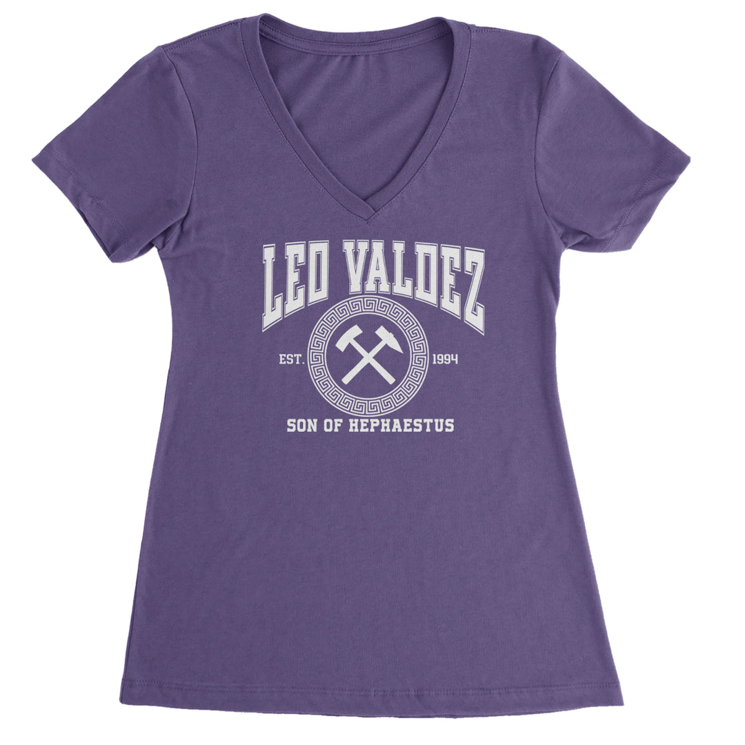 Leo Valdez Son of Hephaestus Forge Master Ladies V-Neck T-shirt Purple