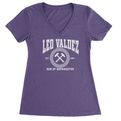 Leo Valdez Son of Hephaestus Forge Master Ladies V-Neck T-shirt Purple