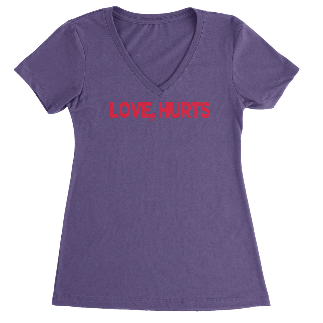Love Hurts Ladies V-Neck T-shirt Purple