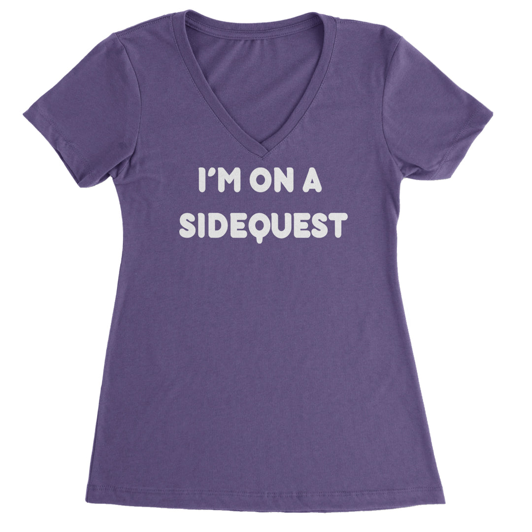 I'm On A Sidequest Festival Rave EDM Ladies V-Neck T-shirt Purple