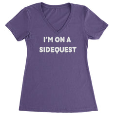 I'm On A Sidequest Festival Rave EDM Ladies V-Neck T-shirt Purple