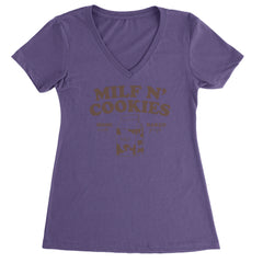 Milf And Cookies graphic on Women's Lightweight V-Neck T-Shirt in Purple