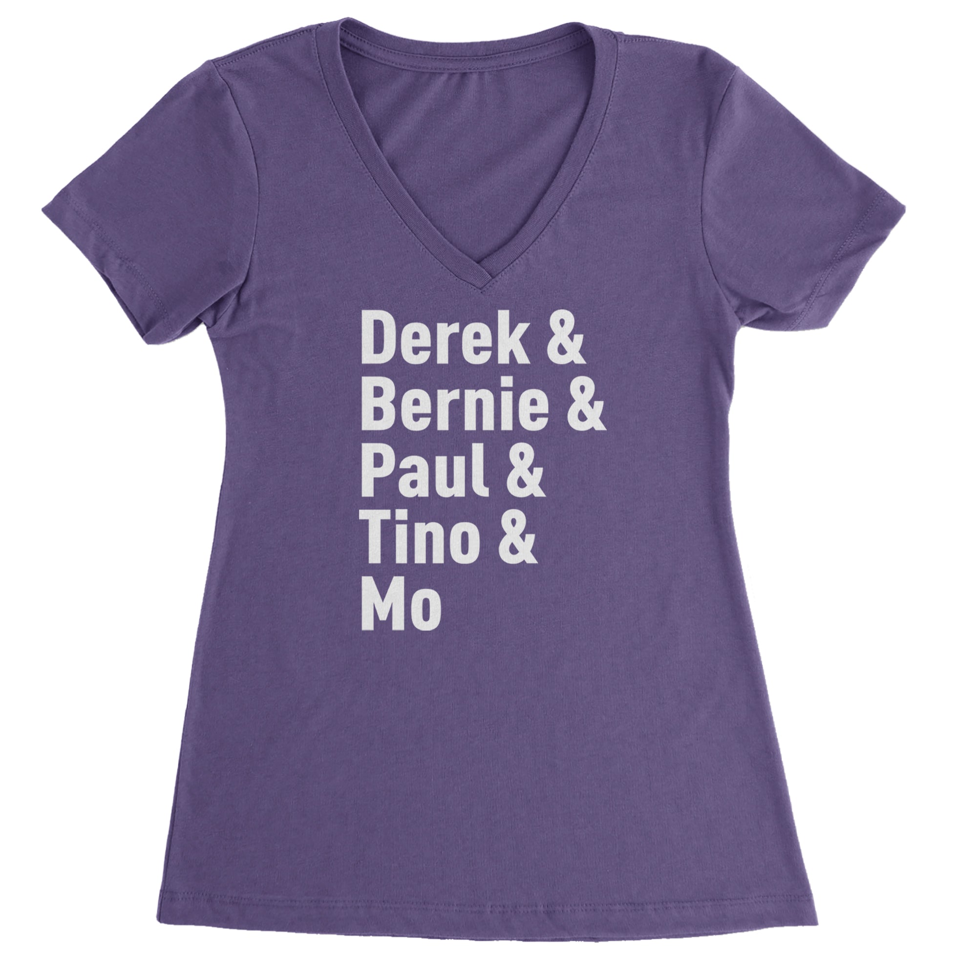 Derek & Bernie & Paul & Tino & Mo Ladies V-Neck T-shirt Purple