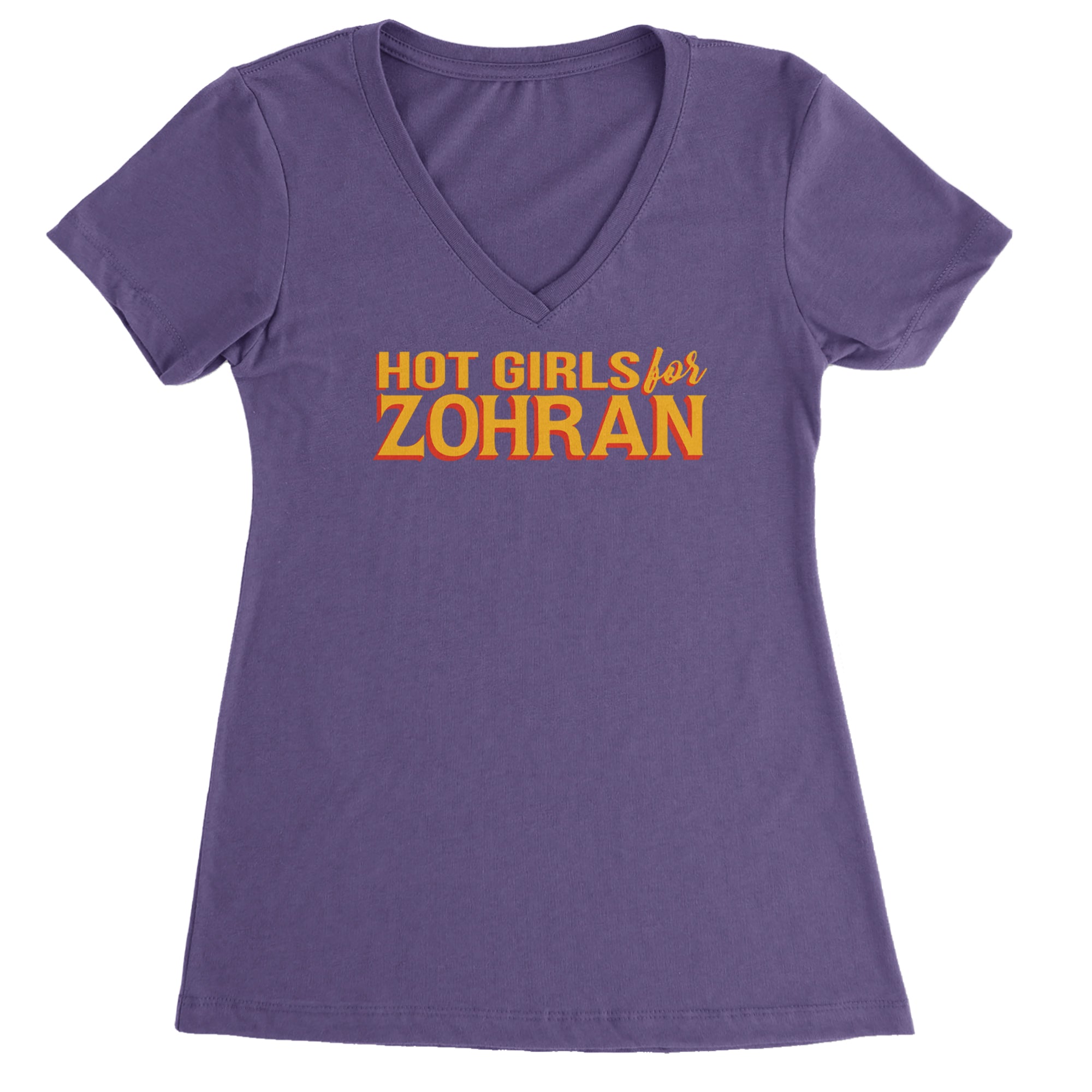 Hot Girls for Zohran Meme Ladies V-Neck T-shirt Purple