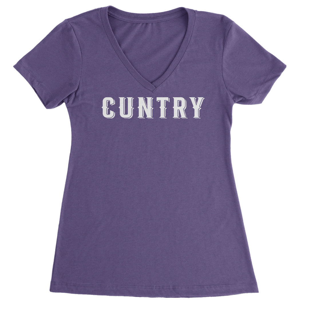 Cuntry Been Country Cowboy Ladies V-Neck T-shirt Purple