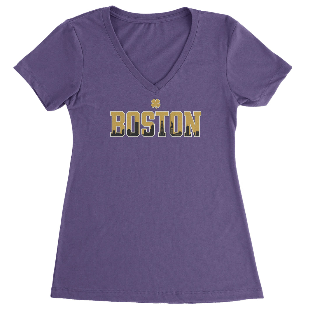 Boston City Pride Irish Ladies V-Neck T-shirt Purple