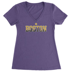 Boston City Pride Irish Ladies V-Neck T-shirt Purple