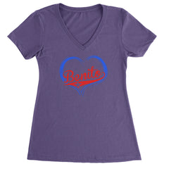 Benito Heart Puerto Rico Ladies V-Neck T-shirt Purple