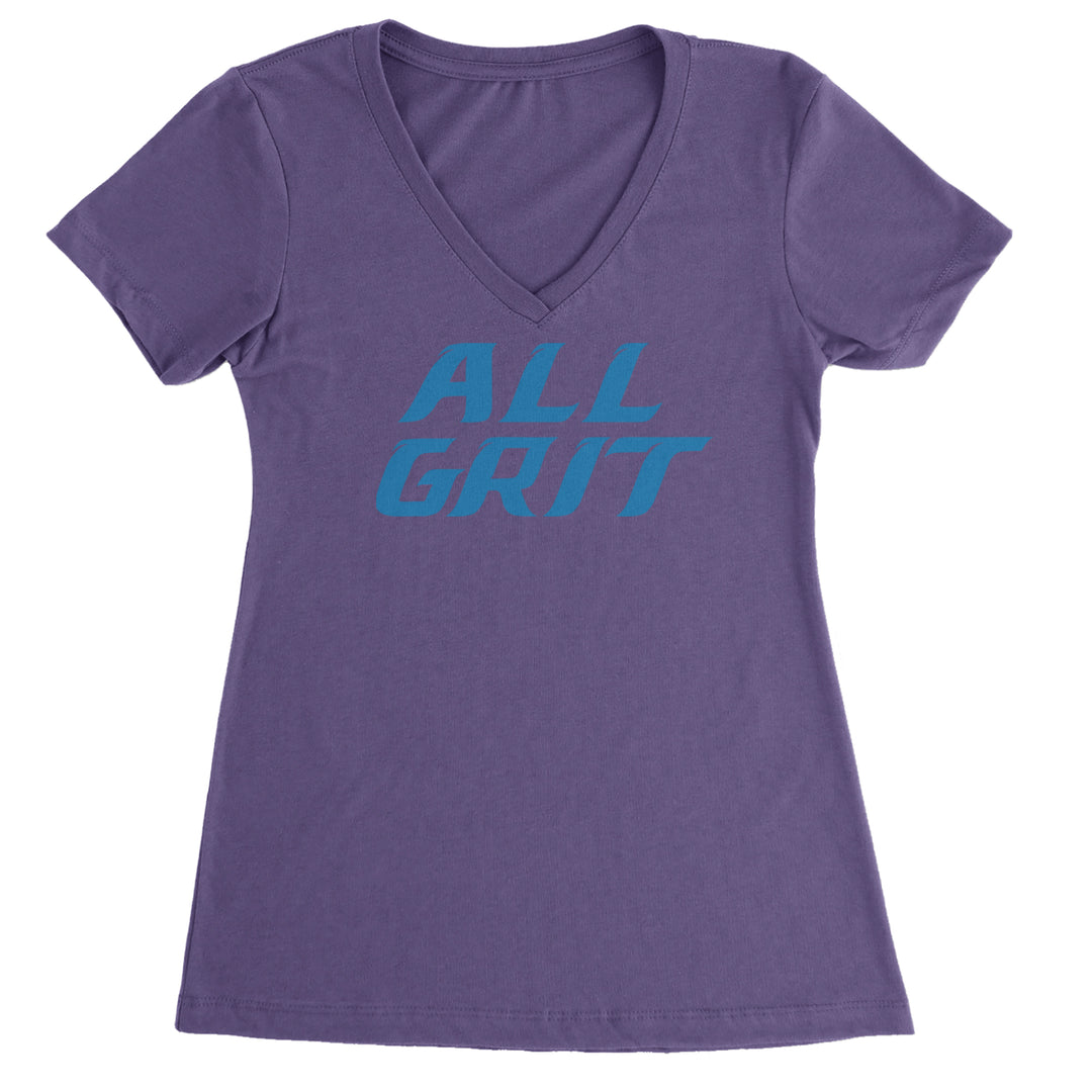 All Grit Detroit Football Ladies V-Neck T-shirt Purple