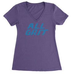 All Grit Detroit Football Ladies V-Neck T-shirt Purple
