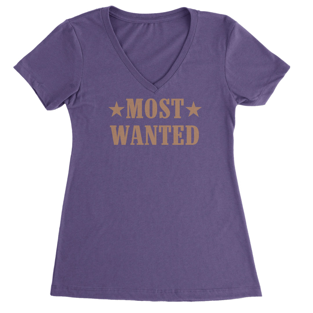Most Wanted Cowboy Ladies V-Neck T-shirt Purple