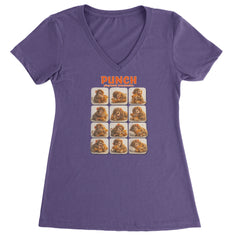 Punch Play Hard Love Harder Ladies V-Neck T-shirt Purple