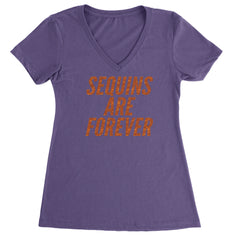Sequins Are Forever Retro Glam Ladies V-Neck T-shirt Purple