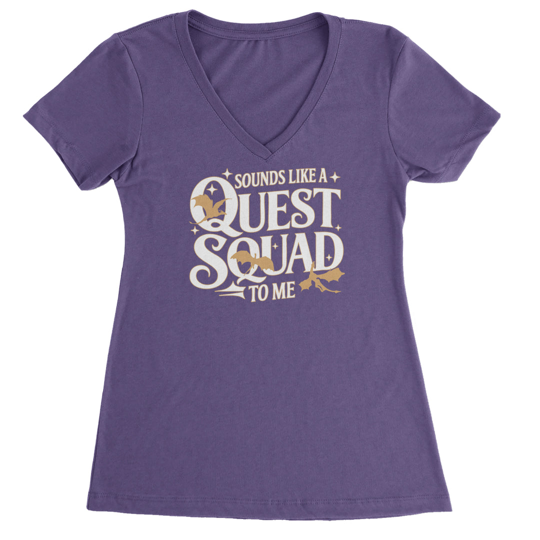 Sounds Like A Quest Squad To Me Empyrean graphic on Women's Lightweight V-Neck T-Shirt in Purple
