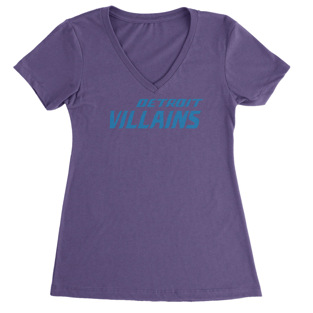 Detroit Villains Grit Football Ladies V-Neck T-shirt Purple