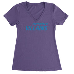 Detroit Villains Grit Football Ladies V-Neck T-shirt Purple