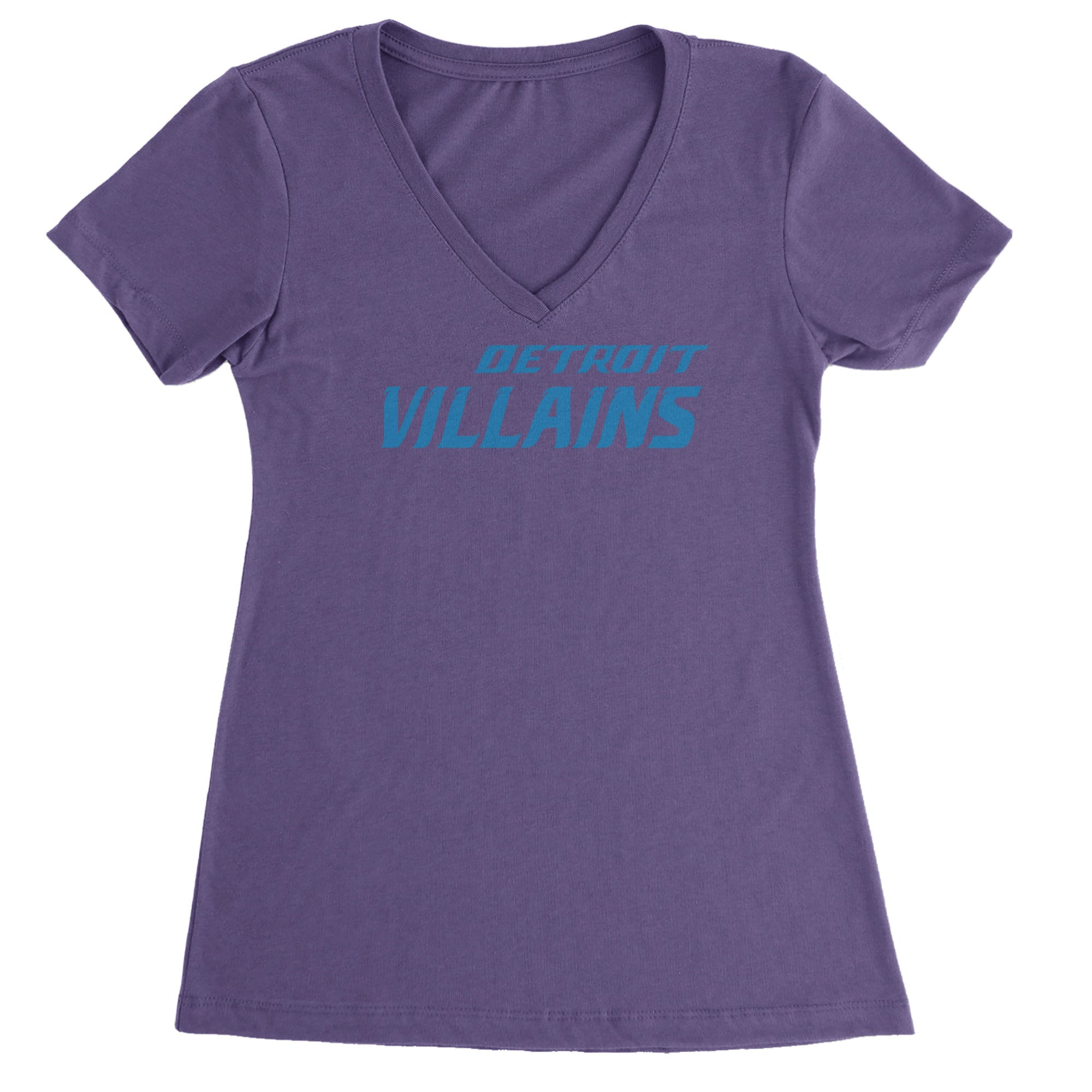 Detroit Villains Grit Football Ladies V-Neck T-shirt Purple