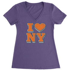 New York City Pride Heart Ladies V-Neck T-shirt Purple