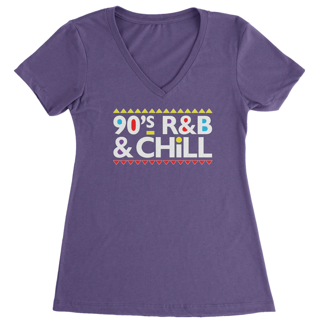 90s R&B and Chill Retro Throwback Ladies V-Neck T-shirt Purple