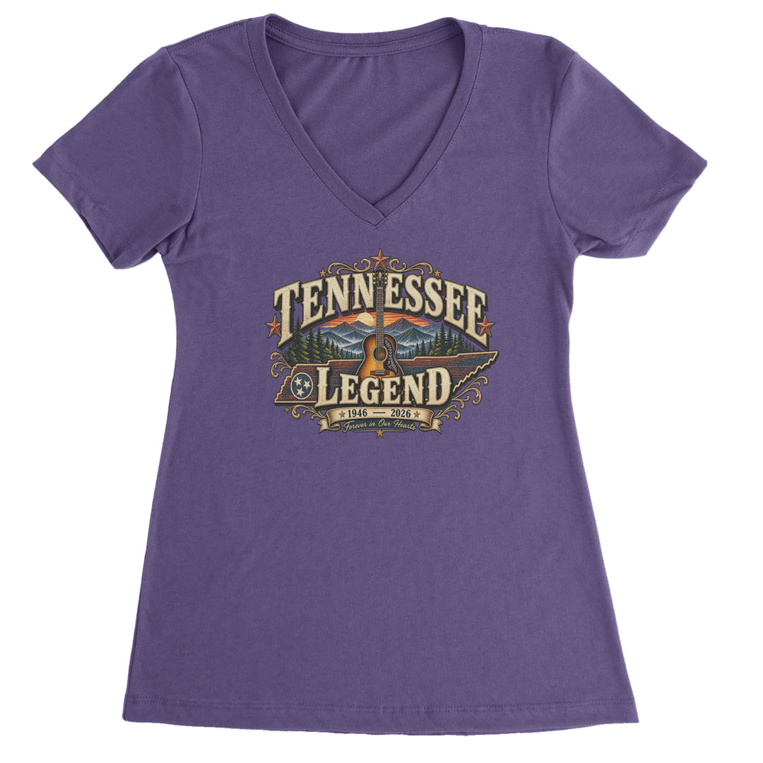 Tennessee Legend Country Music Dolly Ladies V-Neck T-shirt Purple