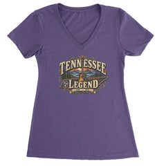 Tennessee Legend Country Music Dolly Ladies V-Neck T-shirt Purple