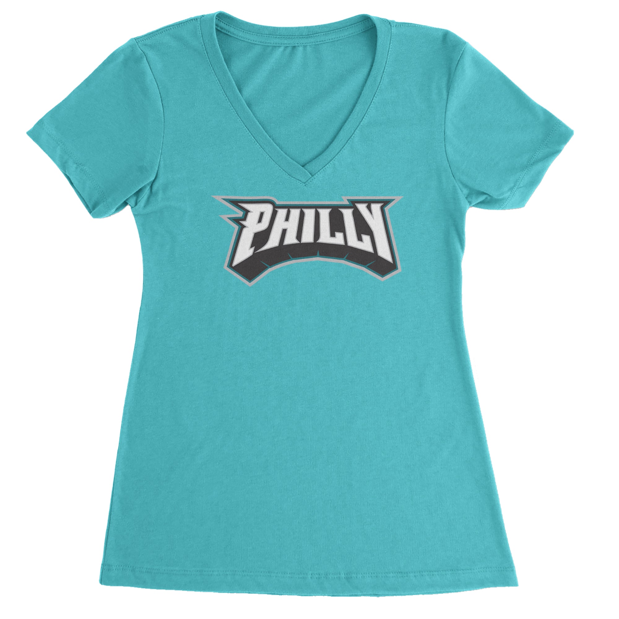 Philly Bold Block Throwback Ladies V-Neck T-shirt Surf