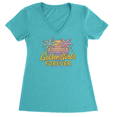 Golden Girls Forever Retro Sunset Ladies V-Neck T-shirt Surf